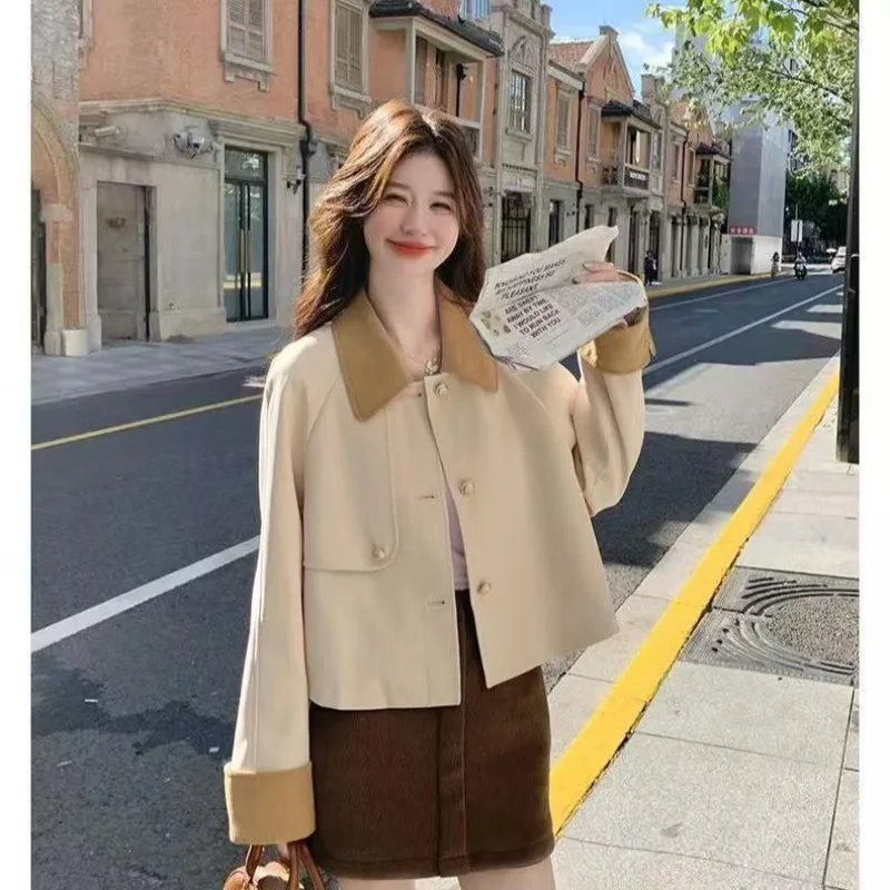 Women Clothing Spring Winter Fashion Simplicity Button Color Blocking Cardigan Female All-match Pocket Appear Thin Long Sleeve C