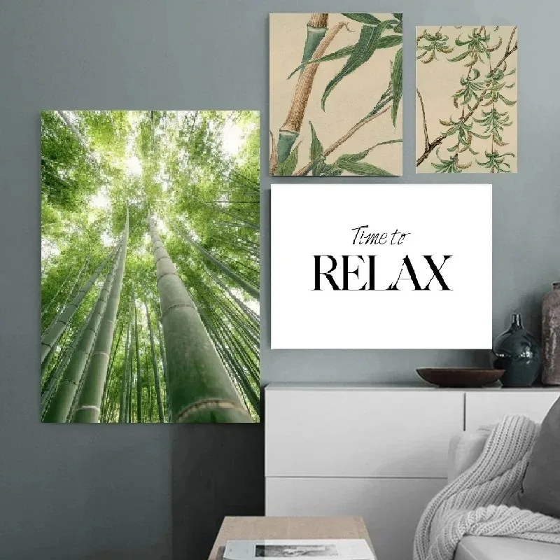 Nordic Printed Canvas Painting Children's Room Decor Bamboo Forest Panda Toucan Poster Plant Art Picture Home Decoration Mural