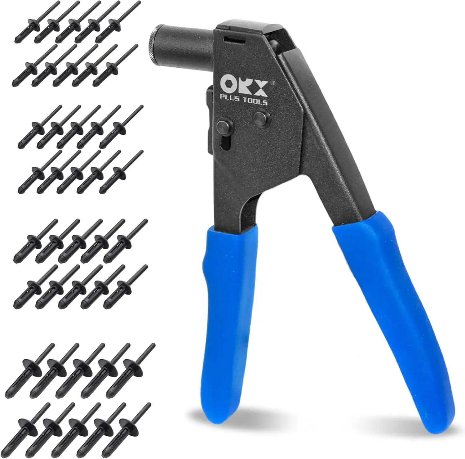 Tools 90∘Angle Plastic Rivet Hand Gun Kit One Hand Operation w/ 40 Sample Poly Rivets