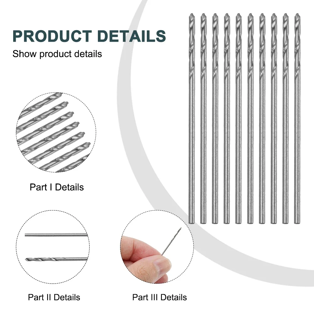 Set Of 10 Spiral Drill Bits 1 0mm Diameter With Straight Shank Made Of High Speed Steel For Metal And Wood Applications
