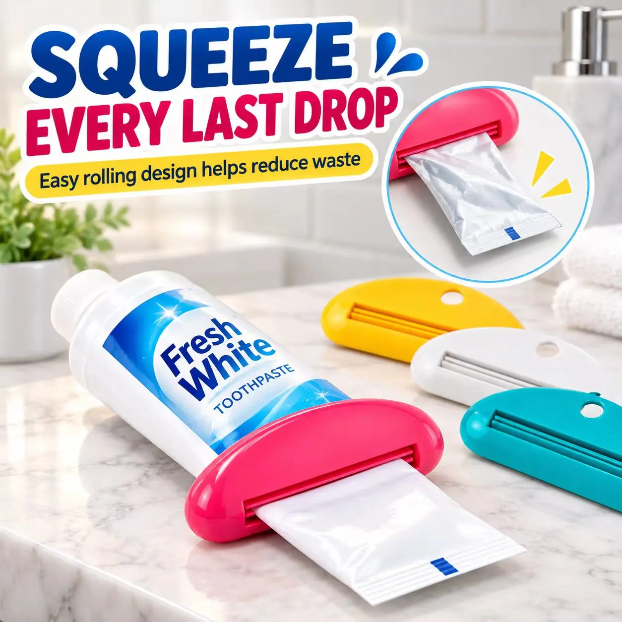 4Pcs Multifunctional Toothpaste Squeezer, Random Color Rolling Tube Dispenser, Plastic Toothpaste Wringer for Bathroom Home Use