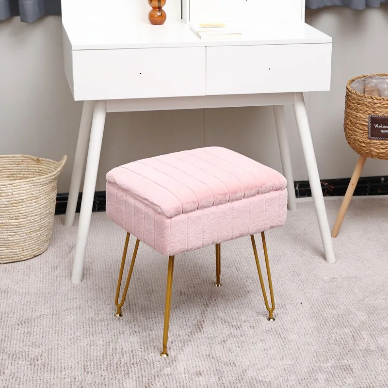 

Туалетный табурет из искусственного меха с отсеком для хранения, на противоскользящих металлических ножках, для спальни