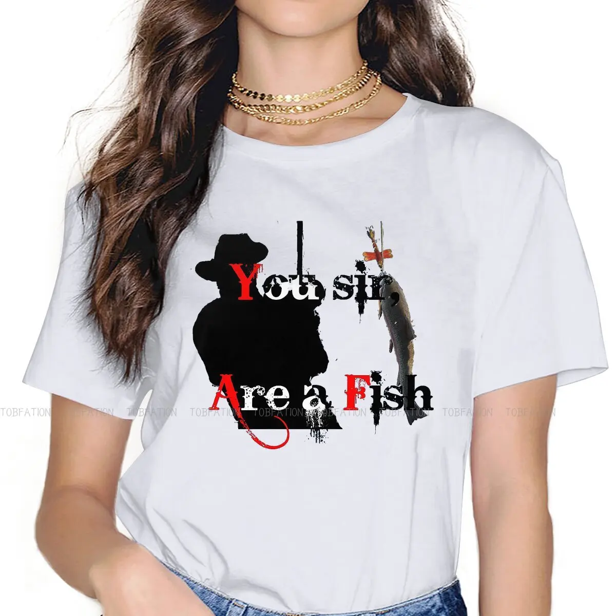 You Sir Are a FIsh 4XL 5XL TShirt Red Dead Redemption Fabric Basic T Shirt Woman Clothes Fashion Hot Sale