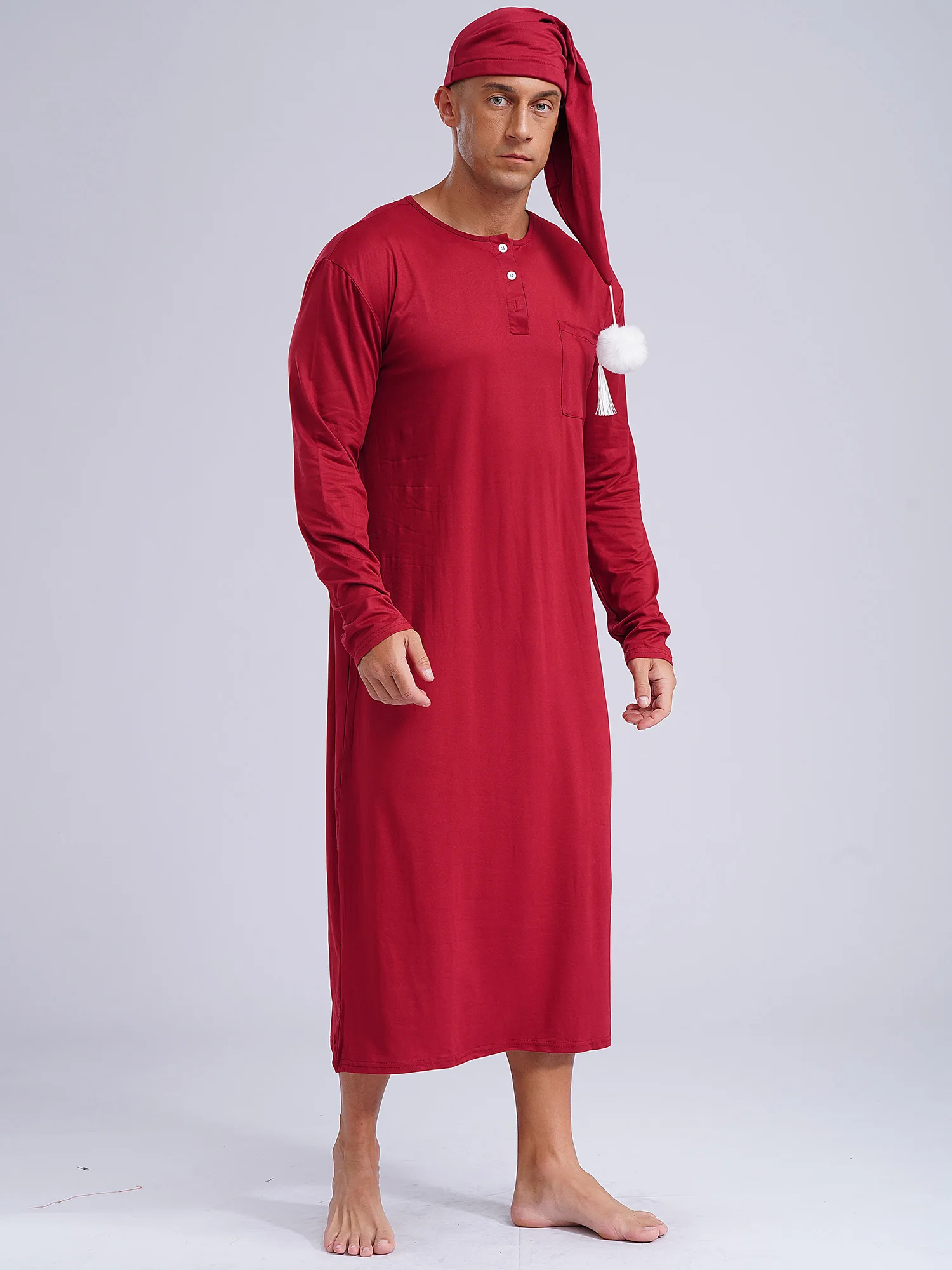 Ensemble de pyjamas pour hommes, chemise de nuit longue adt, chemise de nuit avec bonnet de couchage, vêtements de nuit à thème cosplay, vêtements de nuit Sissy Party