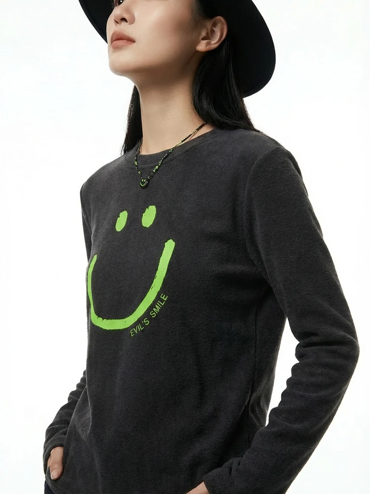 

Женская повседневная футболка с длинным рукавом и флисовой подкладкой, стандартный крой, из смесового хлопка и полиэстера, зимняя, незаменимая вещь