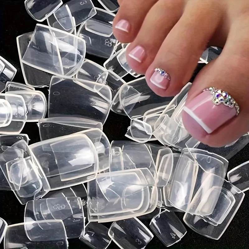 120枚入り 透明 つけ爪 フットネイルチップ ショートスクエア ソフトジェル つけ爪セット 小指用