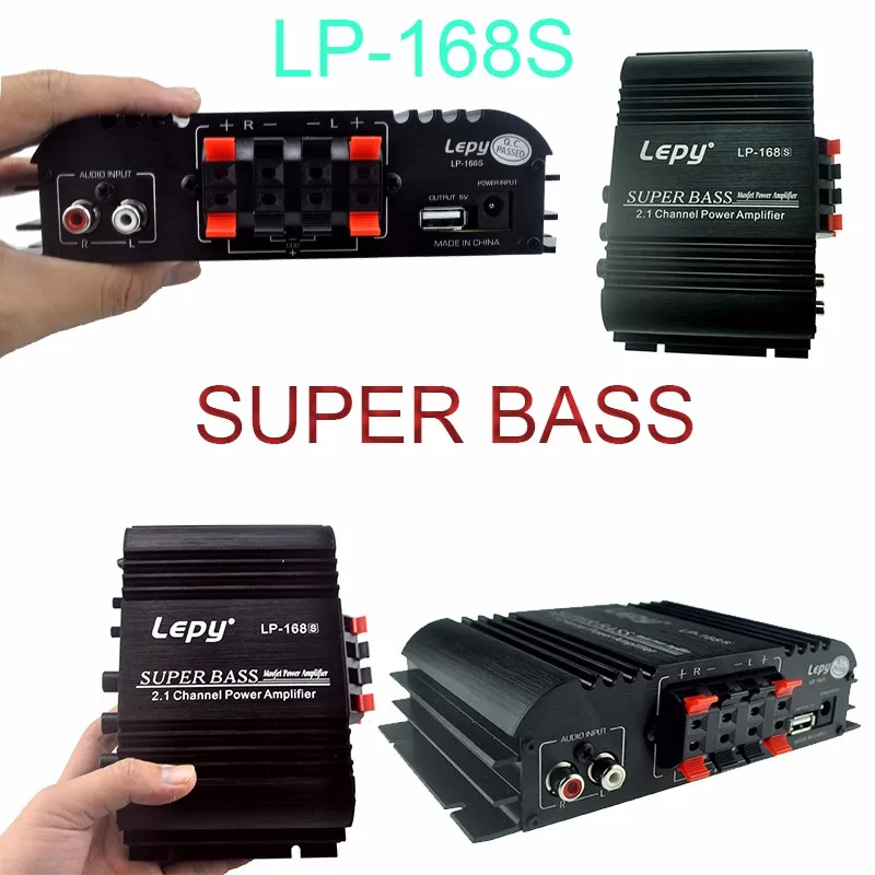 Amplificatore per Auto Lepy LP-168S 12V Power Subwoofer 2.1 canali Auto Audio Bass Output suono Stereo HiFi con funzione AUX altoparlante