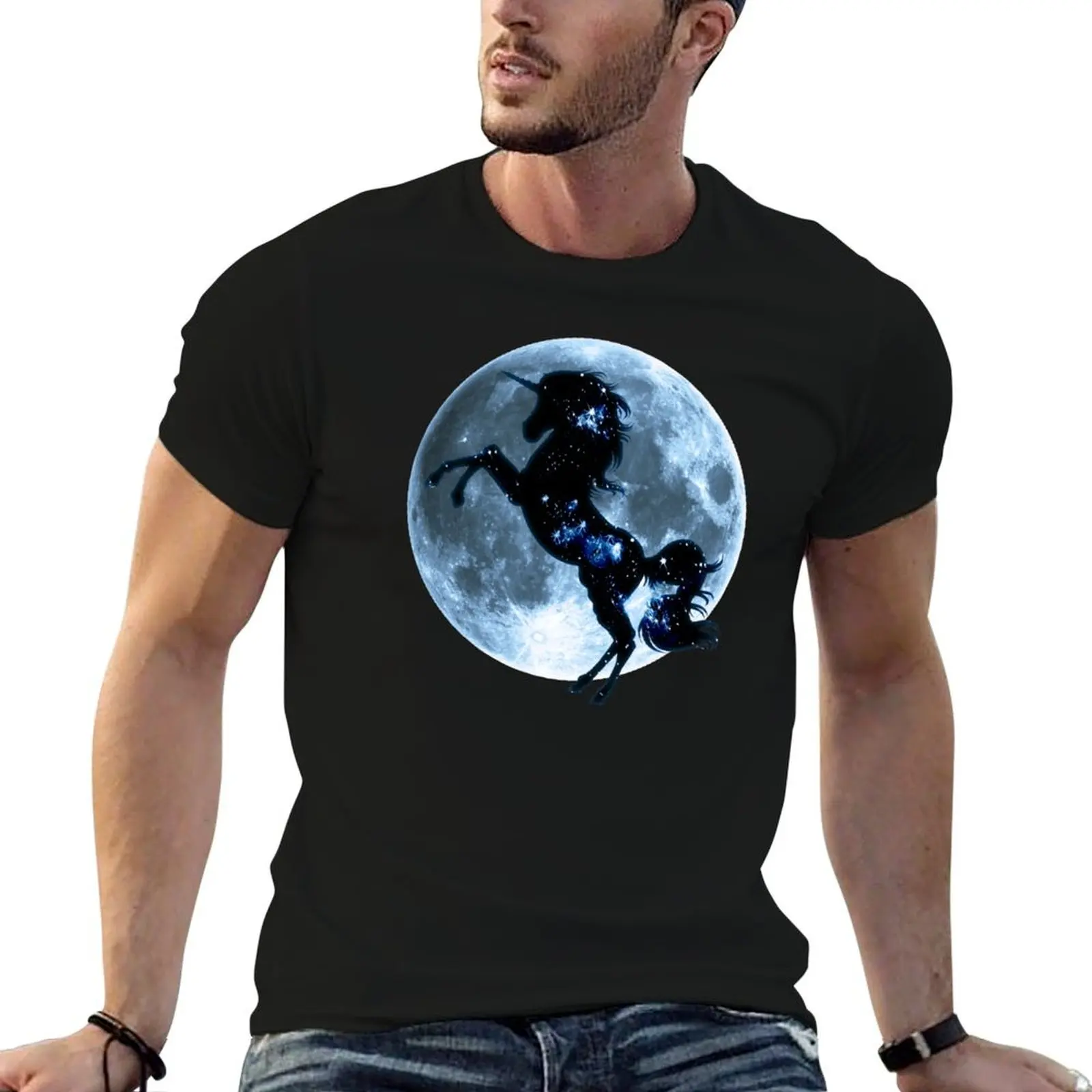 

Unicorn, moon, fullmoon, fantasy, magic, horse, fantastic, beast T-Shirt essential t shirt cotton t shirt man T-Shirt