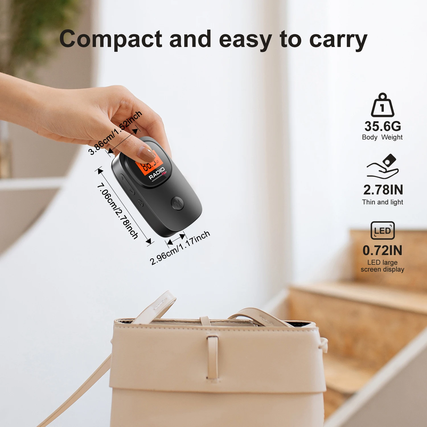 Pocket FM Radio - Digital Tuning, Crystal Clear Reception, 6 Presets | Long Playtime AAA Battery | Perfect for Walking, Jogging,