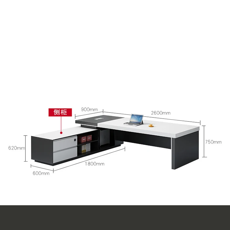 Simple Modern Executive President Desk boss Table with Cabinet Company Manager Office Furniture Humanization Office boss Desk