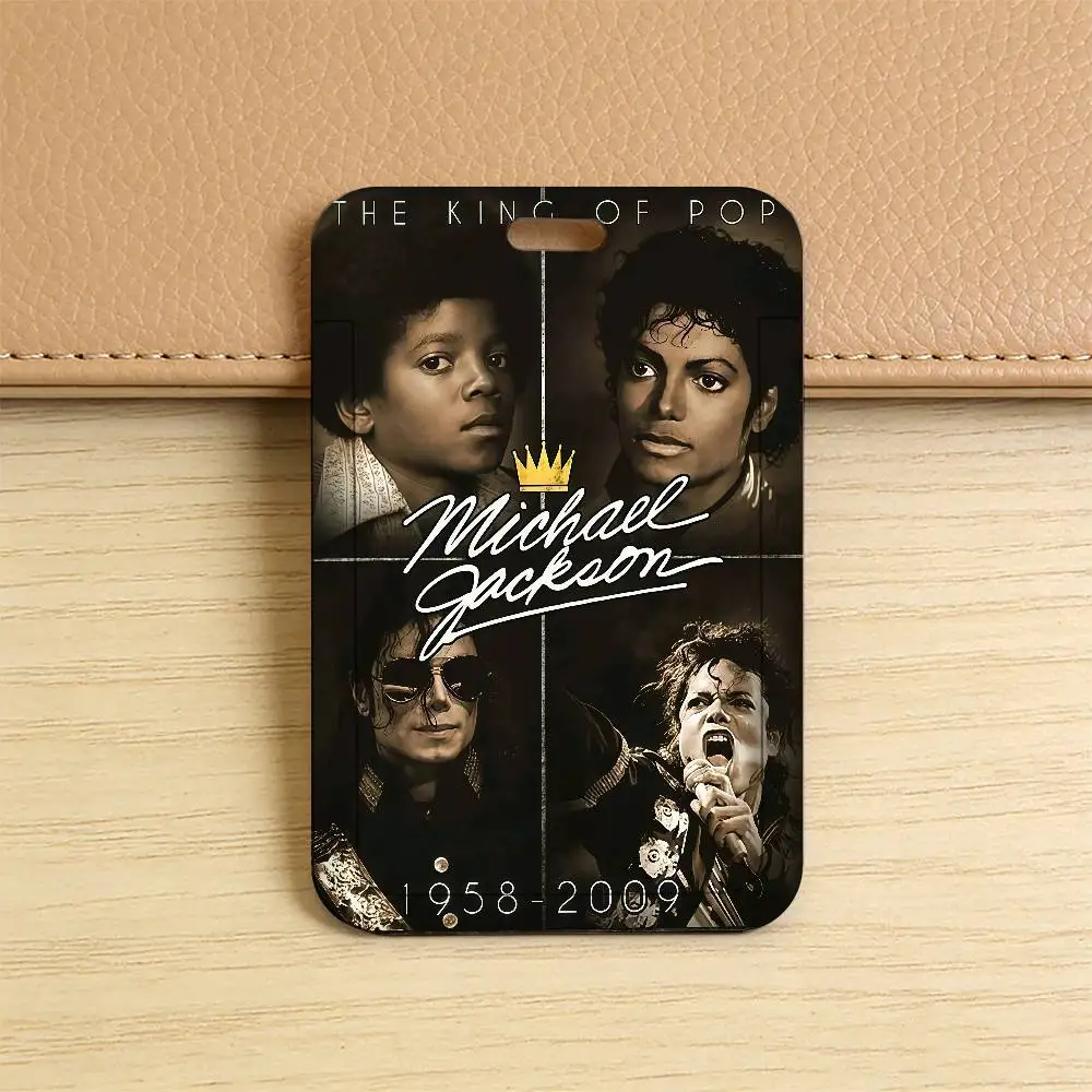 Sänger Michael Jackson Plastik-Schiebeabdeckung Schlüsselband Arbeitsausweis-Tasche Bus Studenten Foto Idol Ausweishalter Mitarbeiter – Detail 5