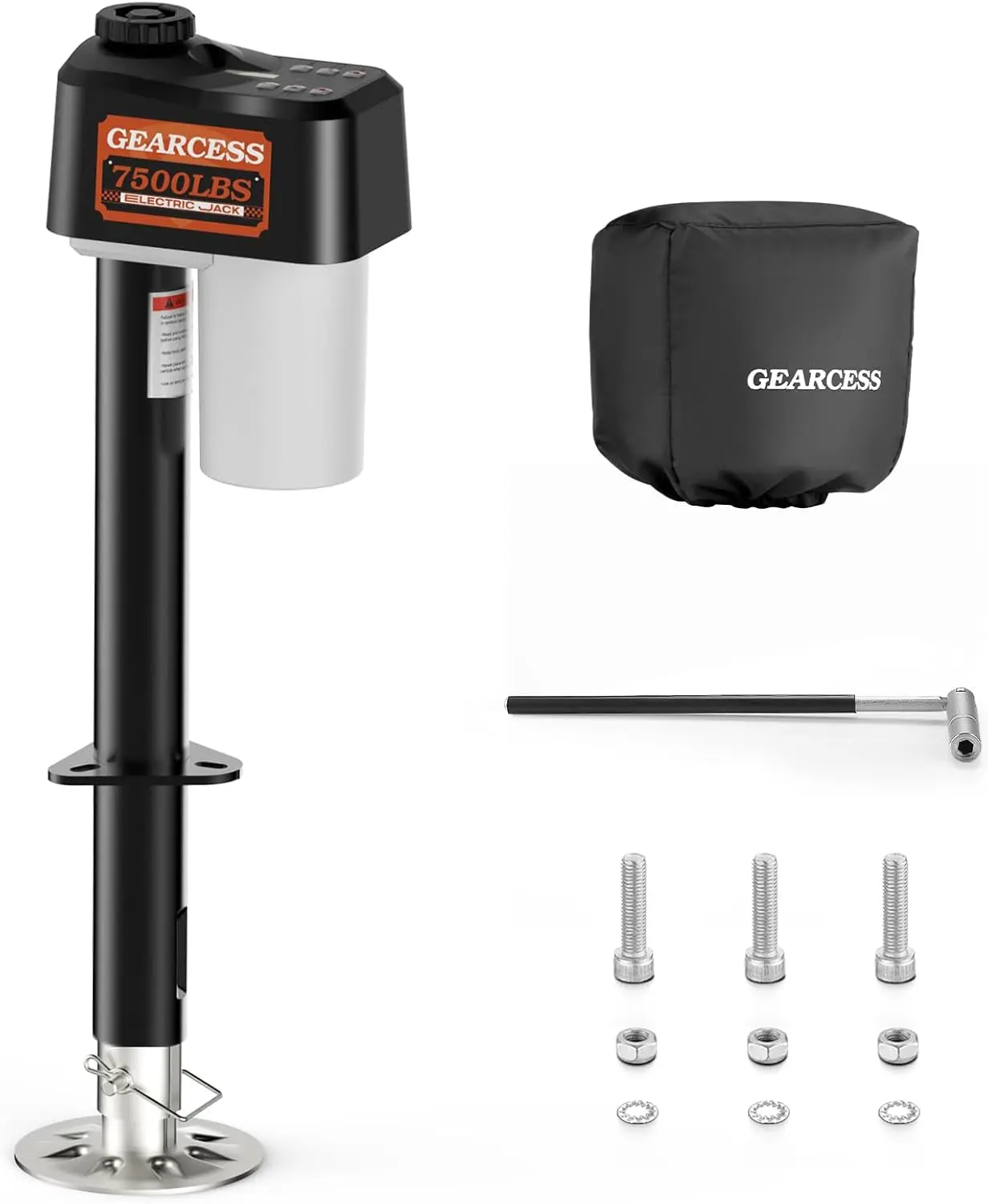 

Upgraded Electric Trailer Jack 7500 LBS, RV Tongue Jack with Level, 10.24-33.46 Inch Extend, IP65 Waterproof, Includes Cover