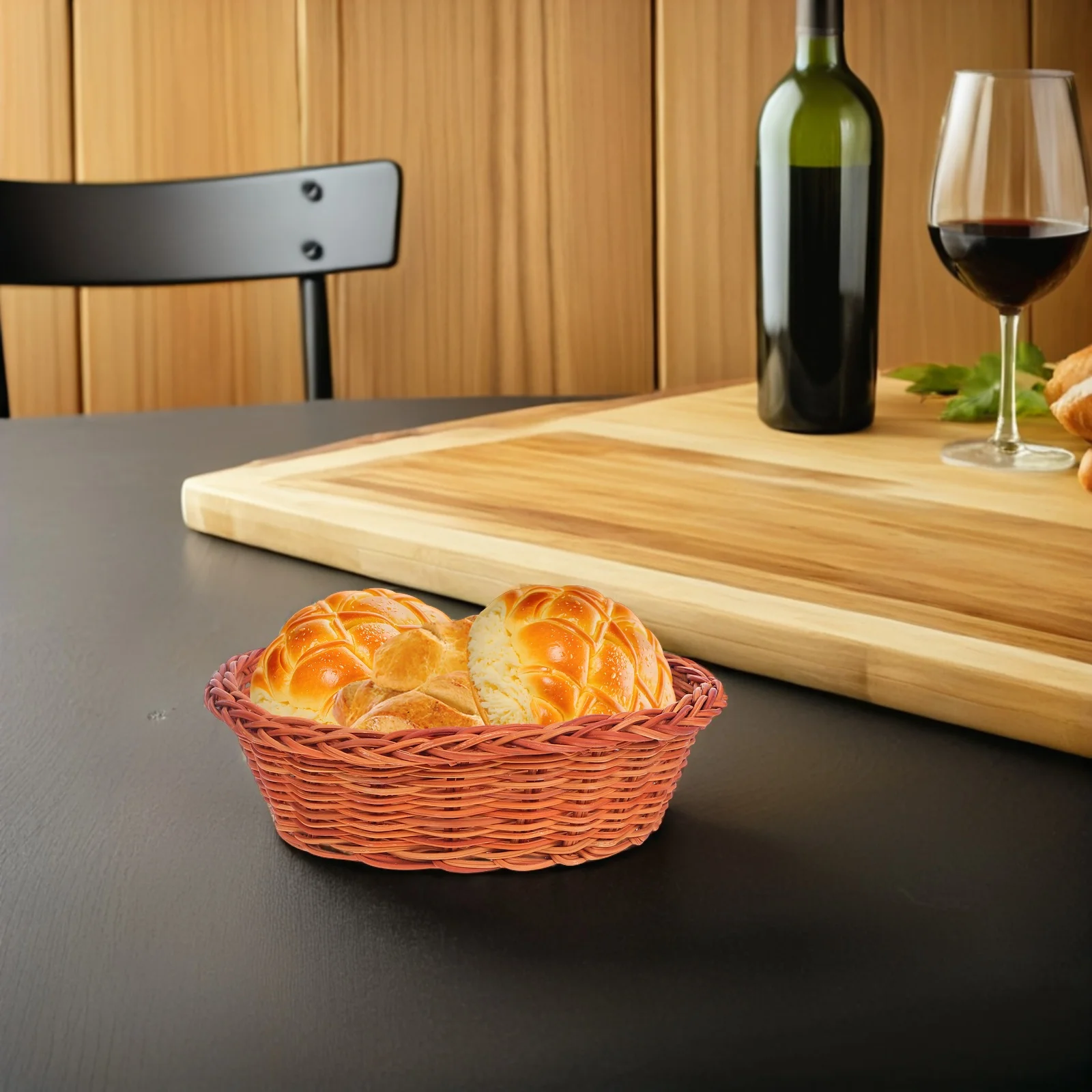 Cesta de pan de mimbre tejida a mano, organizador pequeño ovalado, mostrador de cocina, cesta de almacenamiento de aperitivos y galletas de frutas, cestas de comida, 10 Uds.