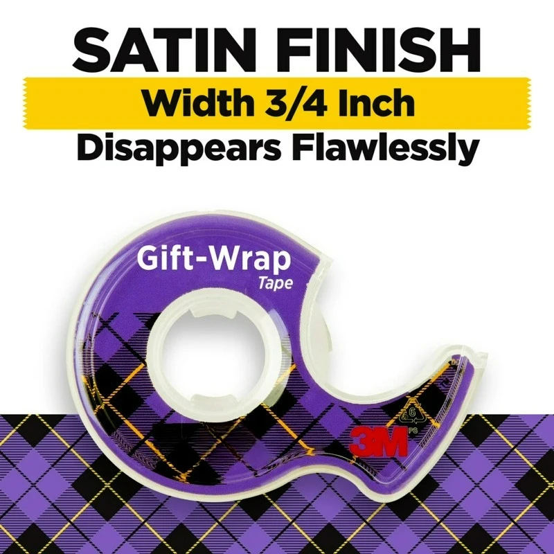 Gift Wrap Tape, Clear, 3/4 in. x 600 in., 2 Dispensers