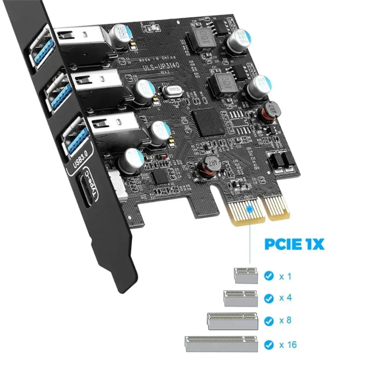 جديد 3C-للكمبيوتر PCIE إلى USB 3.0 3 منافذ + نوع C 1 بطاقة توسيع منفذ بدون بطاقة محول التيار الكهربائي الخارجي