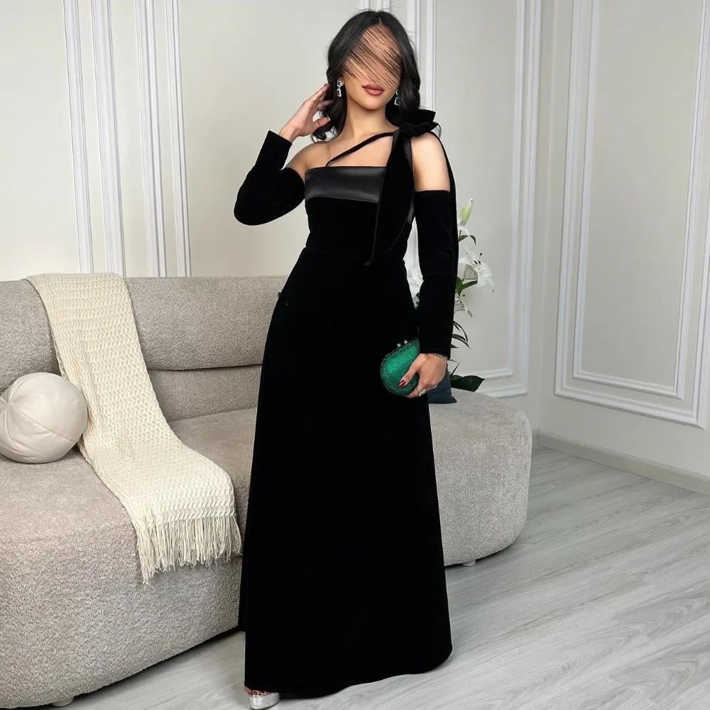 

Customized Modern Style Sexy Pleat Bow A-line Strapless Long Dresses Bespoke Occasion Dresses Exquisite Casual High Quality