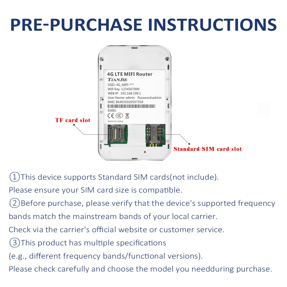 TIANJIE MF903 4G MiFi Router 150Mbps Wifi Router 2100mAh แบตเตอรี่ตาข่าย Wifi Pocket Router แบบพกพา WiFi Hotspot SIM Router