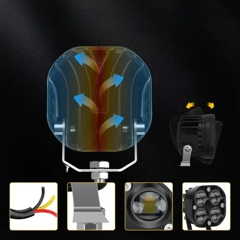 دراجة نارية المصابيح الأمامية الضباب مصباح DRL Spotli 2 قطعة لسيارات الشاحنات SUV على الطرق الوعرة 4x4 12 فولت 24 فولت سيارة Led ضوء العمل بار فلاش مساعد Led