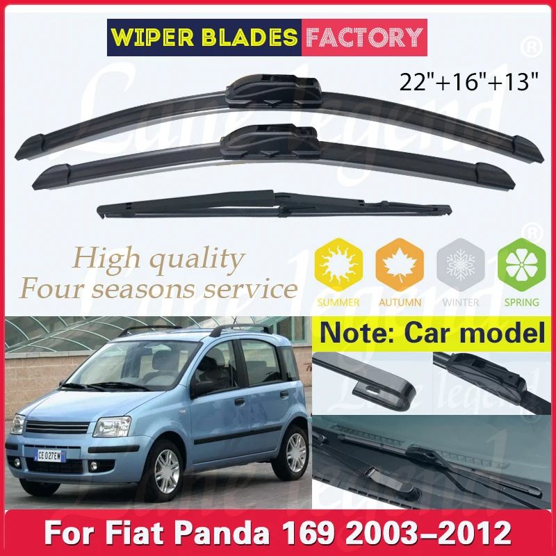 

Car Front Rear Wiper Blades Set For Fiat Panda 169 2003 - 2012 Windshield Windscreen Car Rain Brush 22"+16"+13" Car Accessories