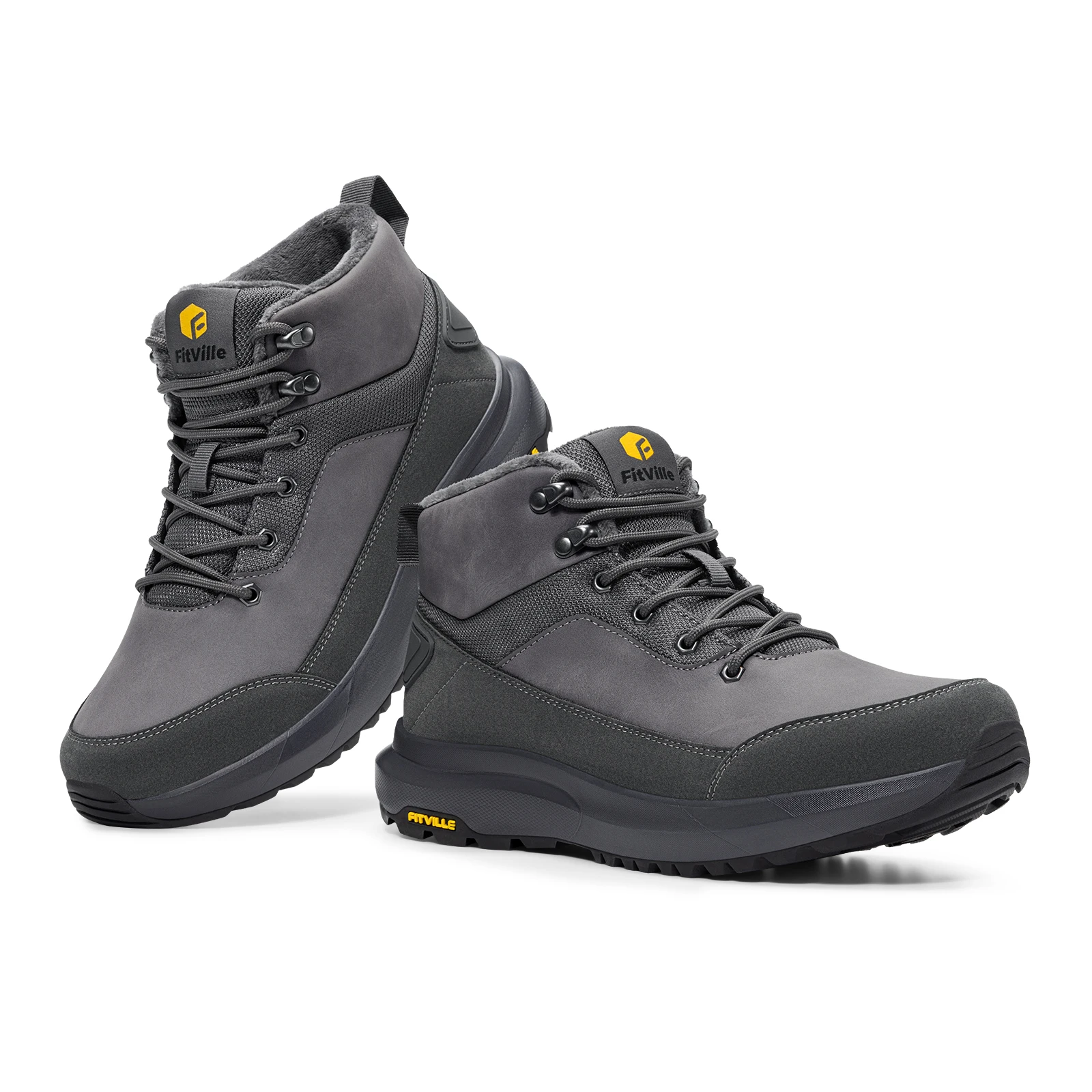 FitVille Outdoor Herren Winterstiefel, extra breite Zehenpartie, wasserabweisende, warme, mit Fleece gefütterte Trekking-Schneeschuhe für Männer – Detail 11