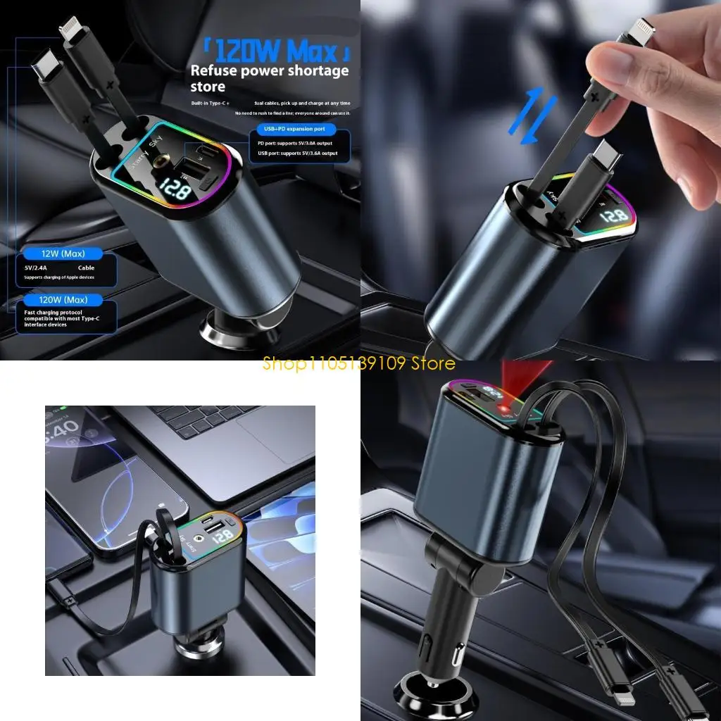  4 Port Fast Vehicle Device 120W Tall Efficiency Digital Display Permanent Metal Heat Dissipation