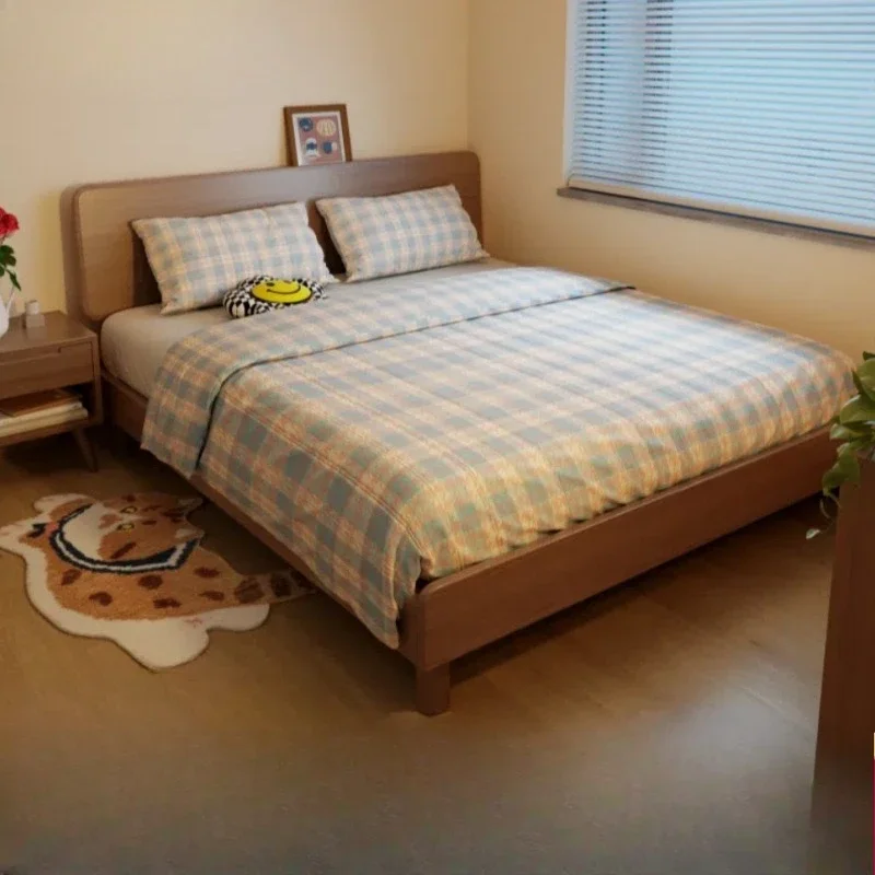 

Solid wood double bed simple master bedroom queen bed bedroom home