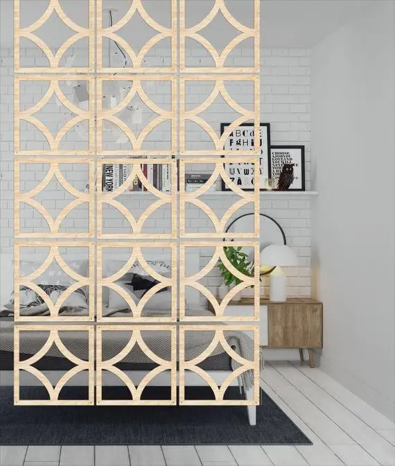 Exclusive Designer Wood Partition Wall With Antique Ethnic Designs For Upscale Home Office Or Retail Interiors