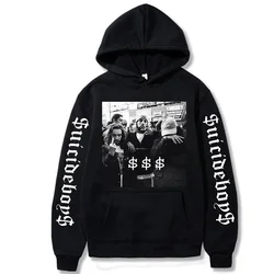 Suicideboys Print Hooded Sweatshirt Long Sleeve Pullover Inside Fleece Front Pocket New Popular Street Fashion Streetwear