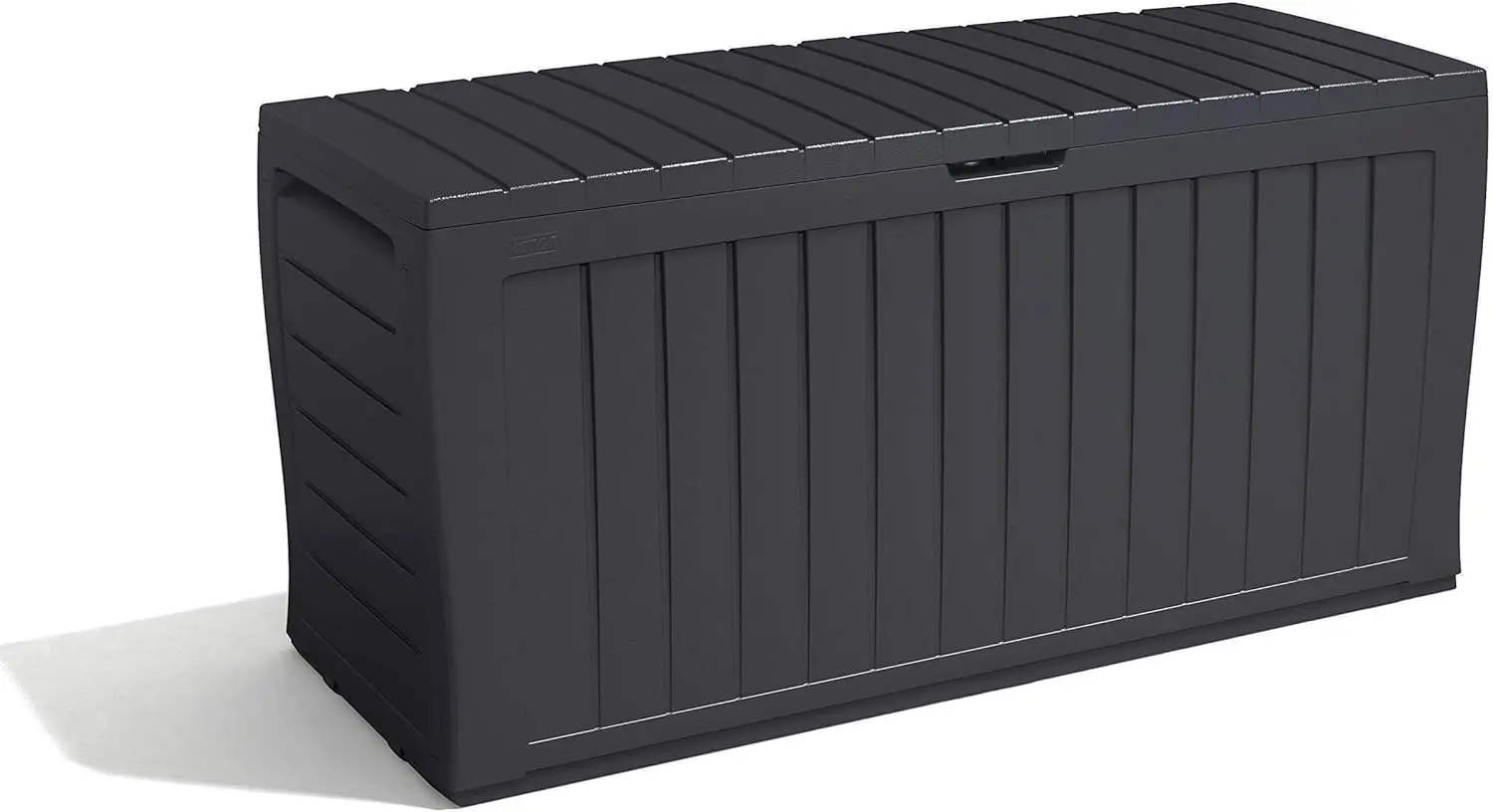 

270L Outdoor 65% recycled Garden Furniture Storage Box Graphite Wood Panel Effect Fade Free All Weather Resistant Safe and Secur