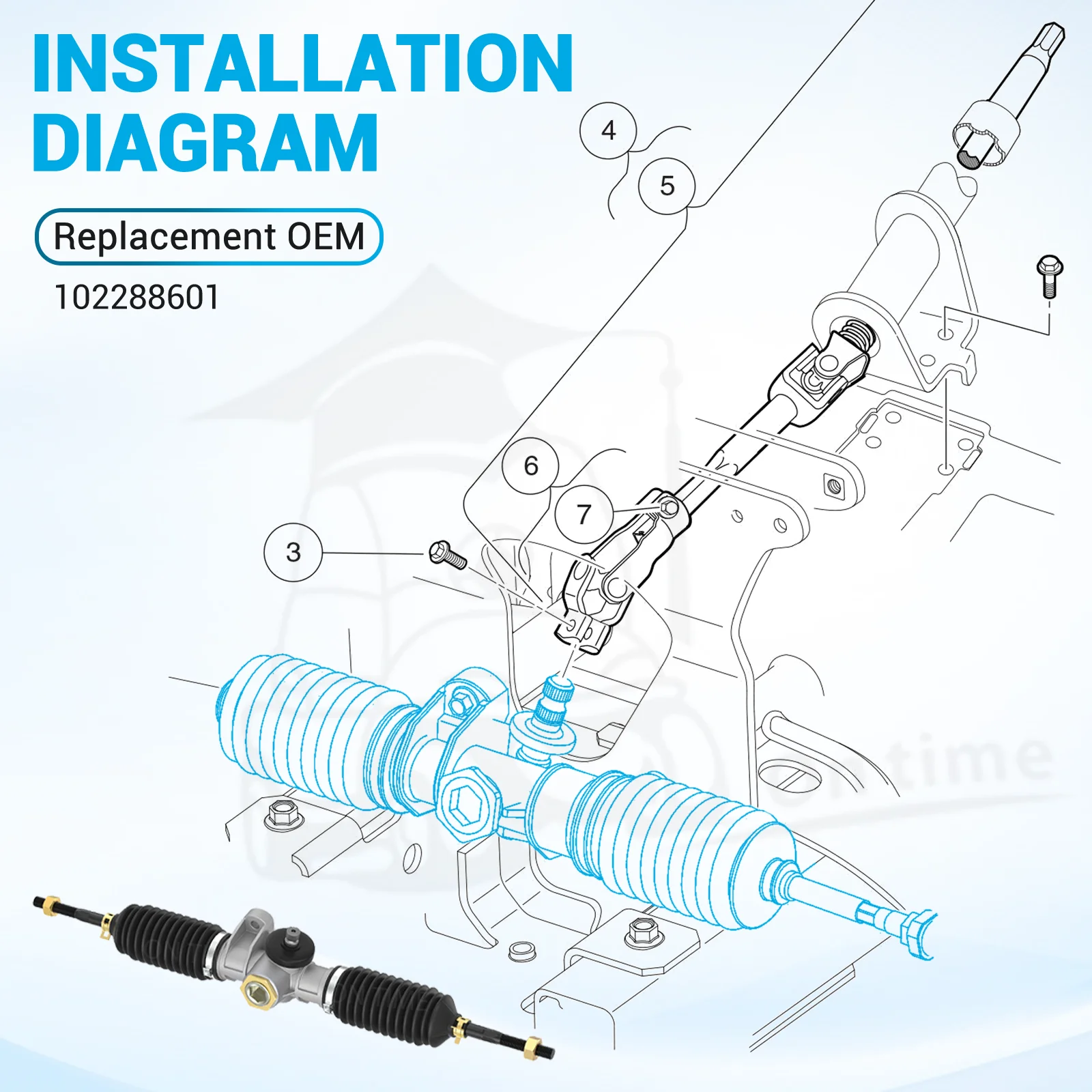 Gruppo scatola sterzo carrello da golf per modelli Club Car dal 2004 in poi precedente e 2018-up Tempo OEM # 102288601 1022886-01 103679701