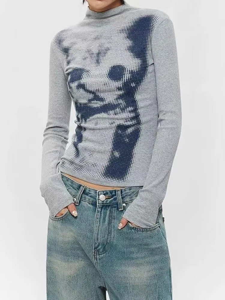 

Осенние женские футболки в стиле Харадзюку с принтом, винтажная уличная одежда, топы с круглым воротником в стиле гранж, Y2k, эстетические свободные повседневные винтажные топы в стиле хип-хоп