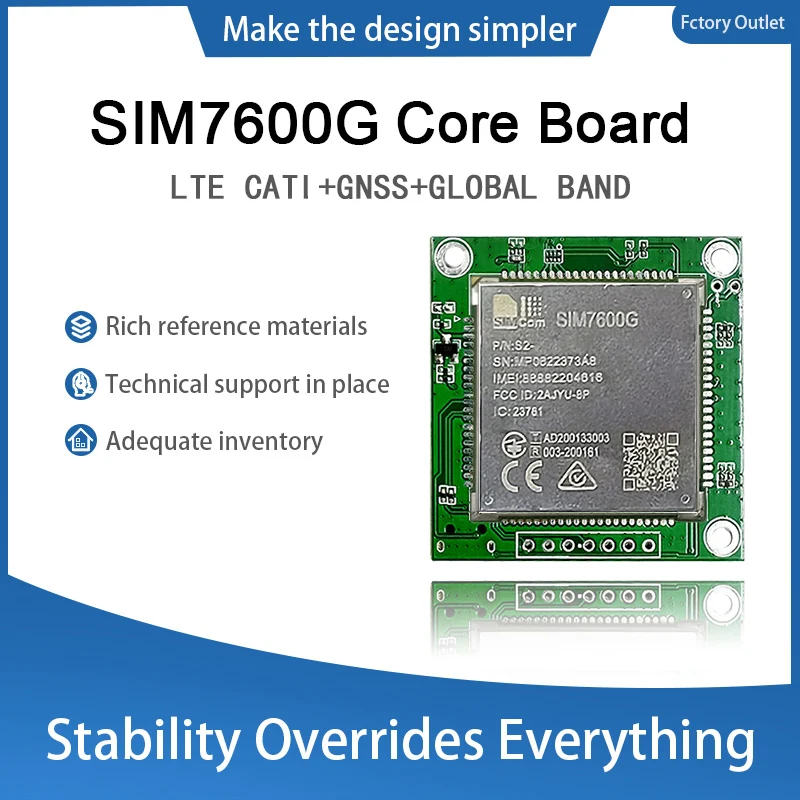 In stock SIM7600G Core Board Modem with Antenna SIMCOM 4G LTE Cat1 Module Support GNSS Global Band Modem Development kit
