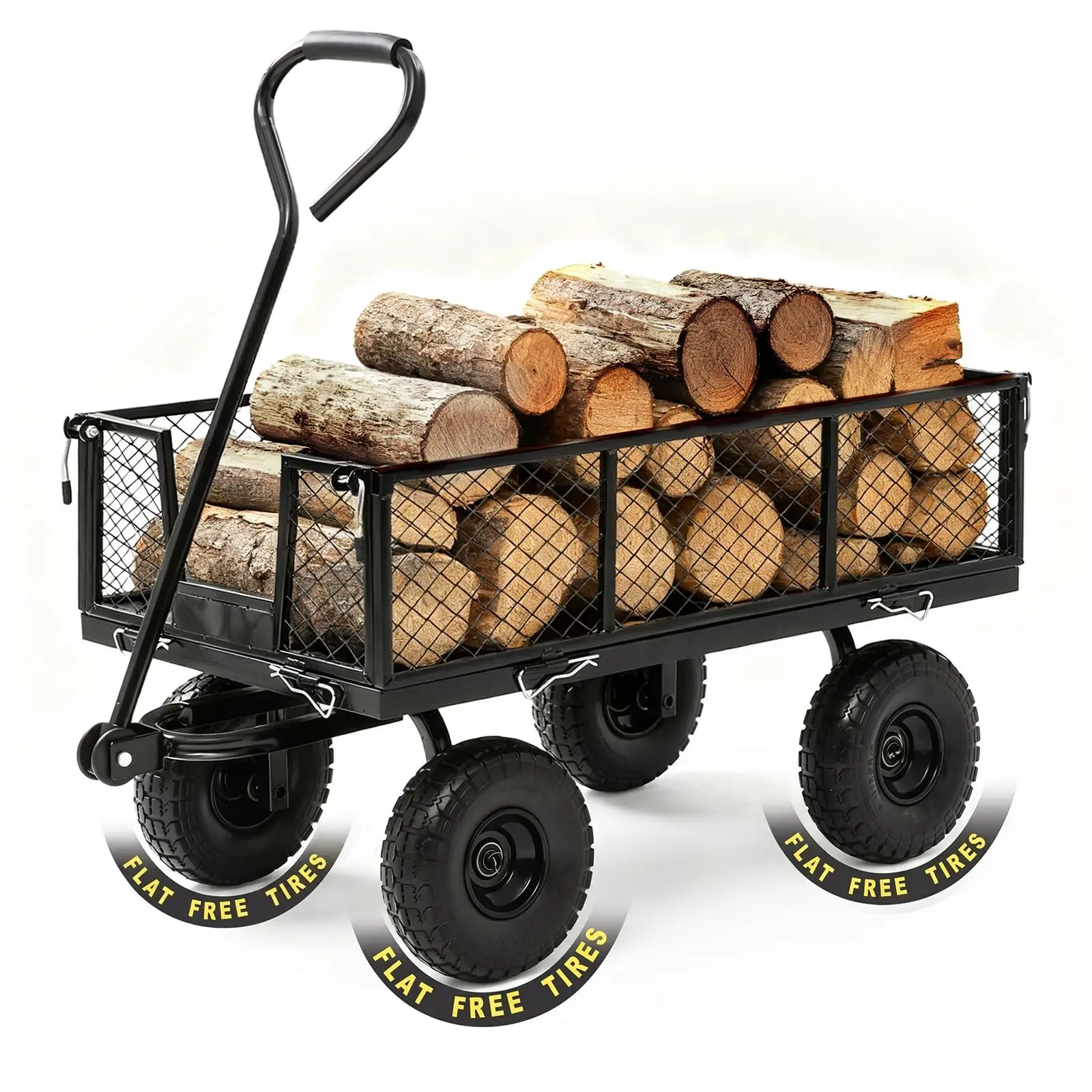 Steel Garden Wagon Cart 880 LBS 4 Cu Ft Solid Wheels Utility Wagon