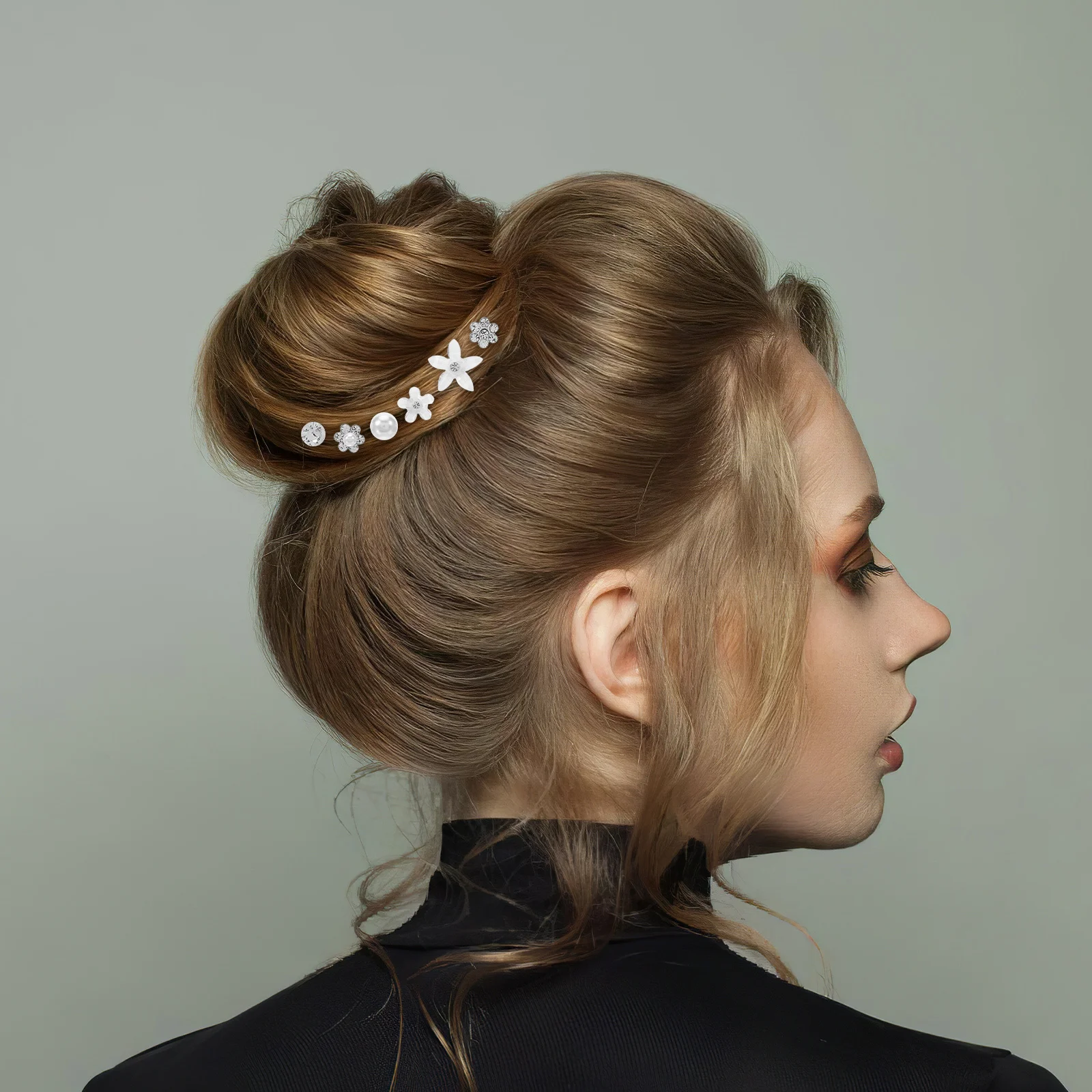 

30 шт., свадебные заколки для волос, свадебные заколки со стразами и цветами, жемчужные U-образные зажимы, вилки для волос для подружек невесты, выпускного вечера, вечера