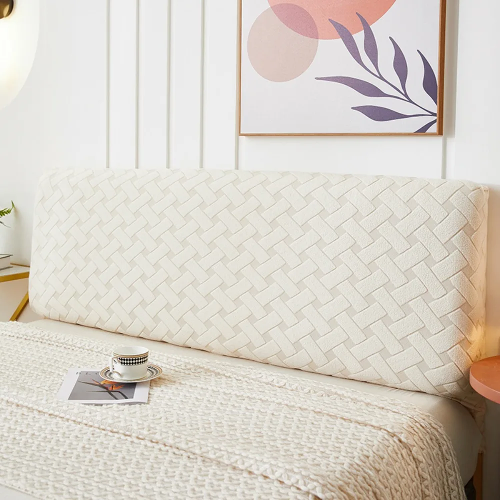 

Practical All Inclusive Bedhead Dust Cover Jacquard Solid Color Bed Backrest Cover Soft Elastic Bedhead Slipcovers Bedroom