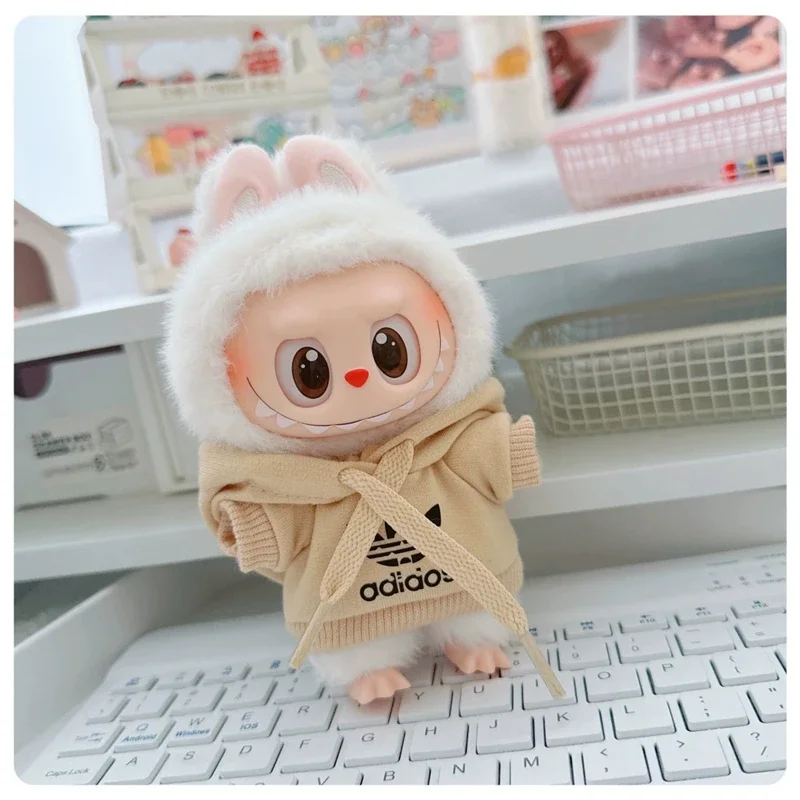 15 17 سنتيمتر ل Labubu دمية 4.0 الوحوش دبوس الحب سلسلة الكورية المعبود ADI هوديي الزي الملابس أحذية رياضية الملابس الإكسسوارات