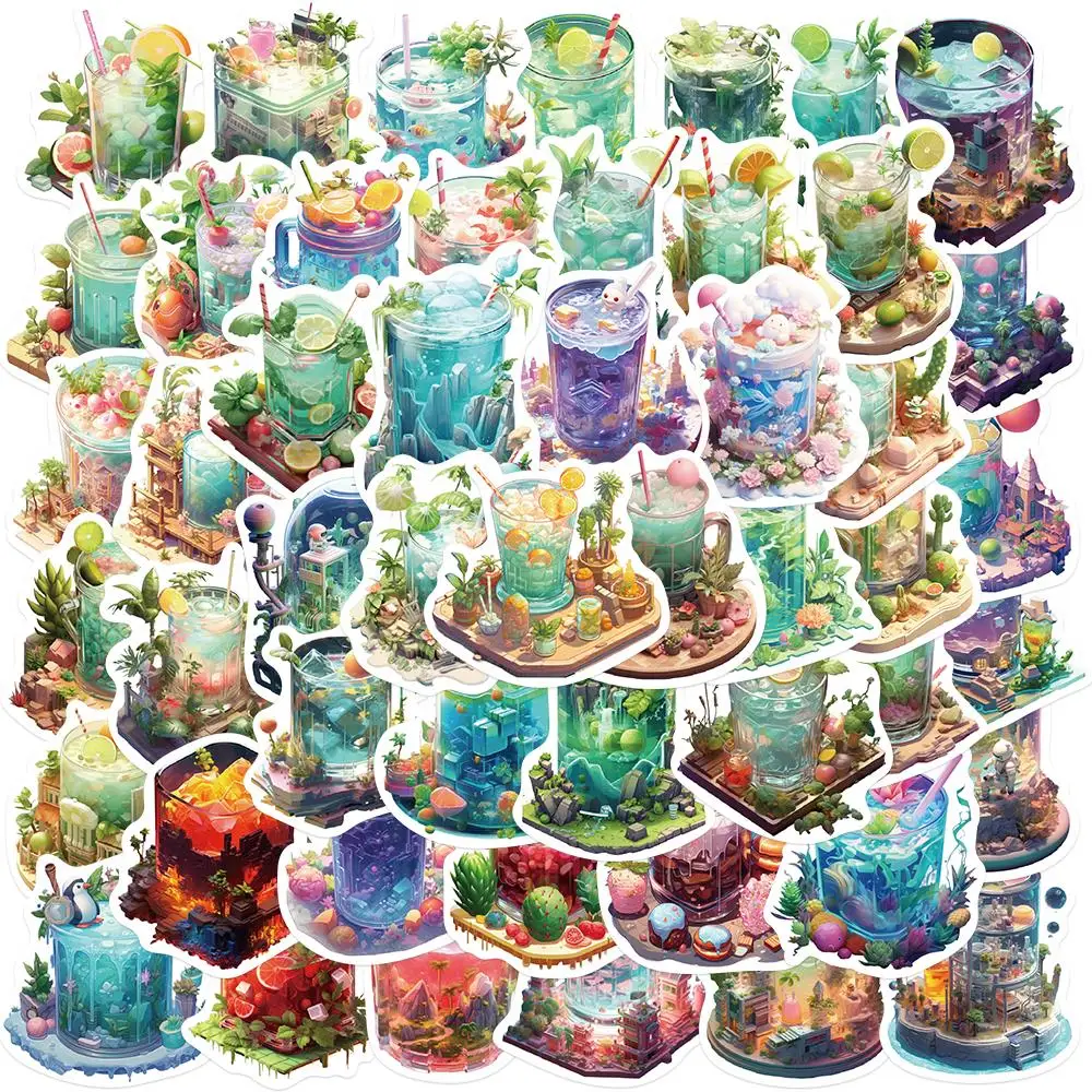 50PCS Cup Series Stickers DIY Laptop Refrigerator Water Bottle Mobile Guitar Cartoon Creative Decoration Waterproof Stickers