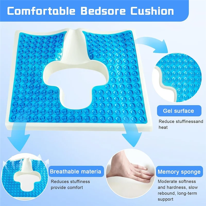 

ABKP-Triangular Slope Design Anti Bedsore Cushion For Butt, Bed Sore Cushions Breathe Freely Fiber T Shaped Opening