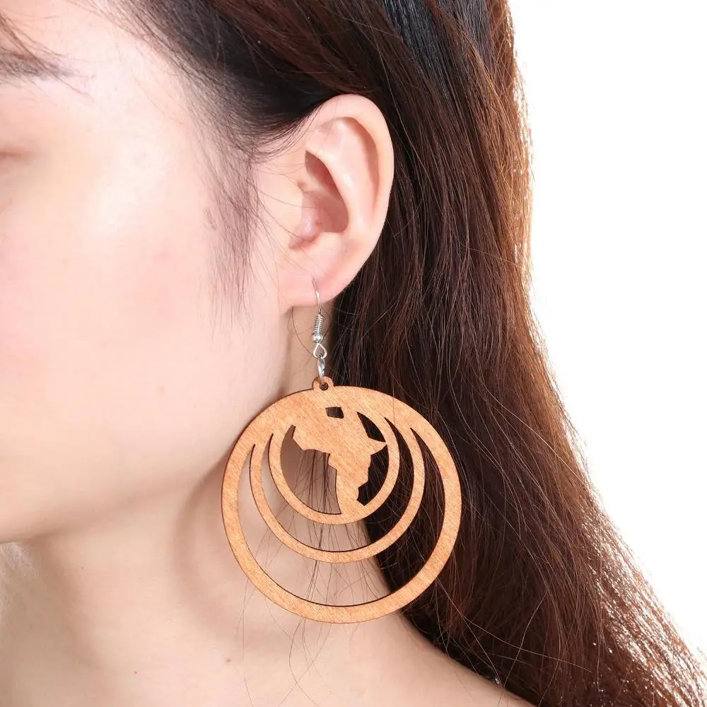 African Wooden Dangle Earring Making Kit, Bohemian Pendant Dangle Earrings Lightweight Ethnic Style  Earrings DIY Craft Jewelry