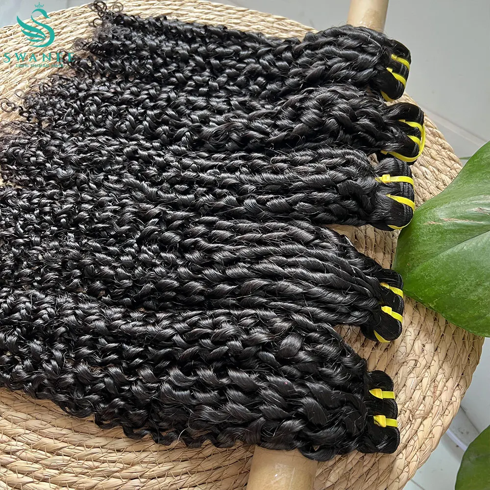 Raw Pixie Curly Human Hair Bundles Vietnamese Unprocessed Burmese Hair Bundle Virgin 15A Double Weft Weave Extensions