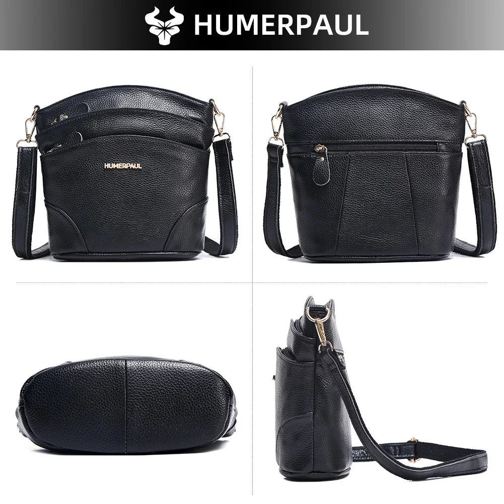 HUMERPAUL Bolsa crossbody feminina elegante bolsa de ombro de couro de vaca com alça ajustável para uso diário/shopping/viagens