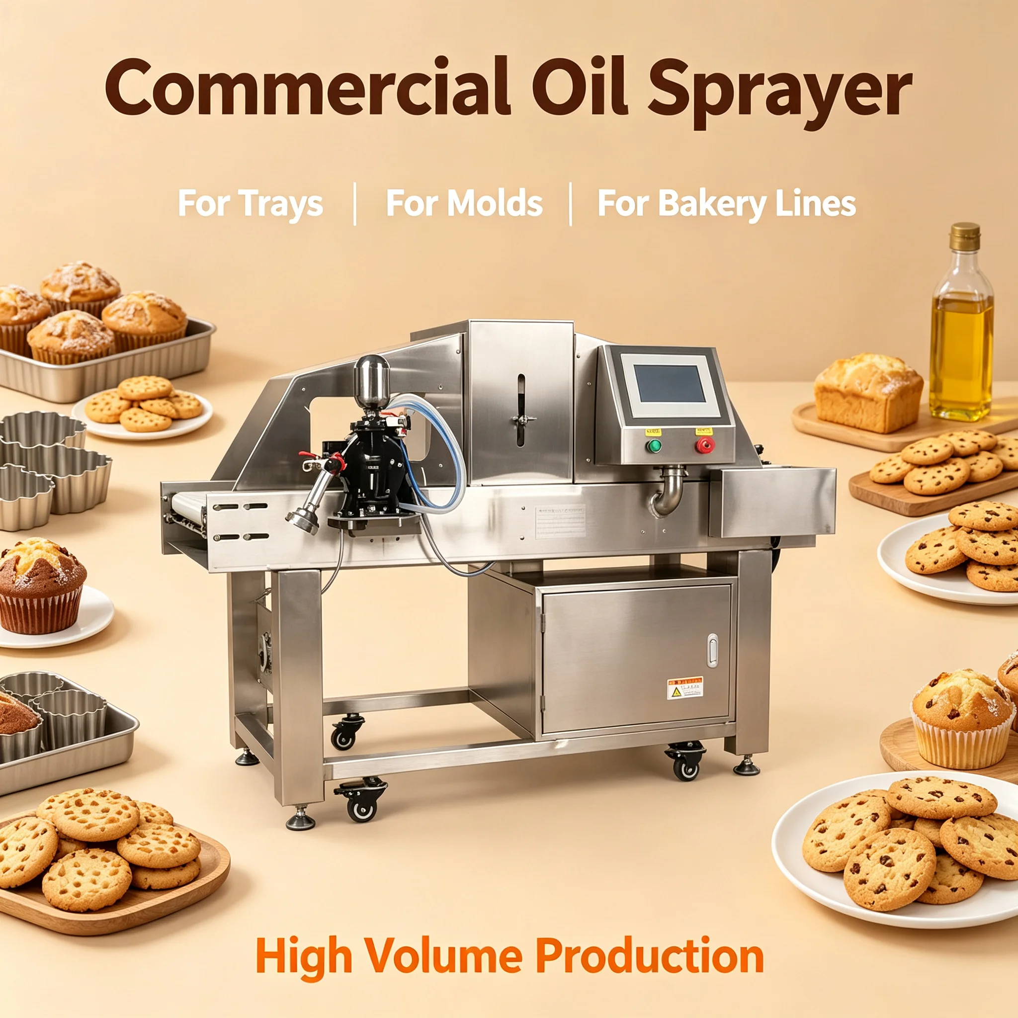 Food‑Grade Cake Mold Oil Spraying Machine Continuous Spray Equipment For Biscuit Manufacturing Customized