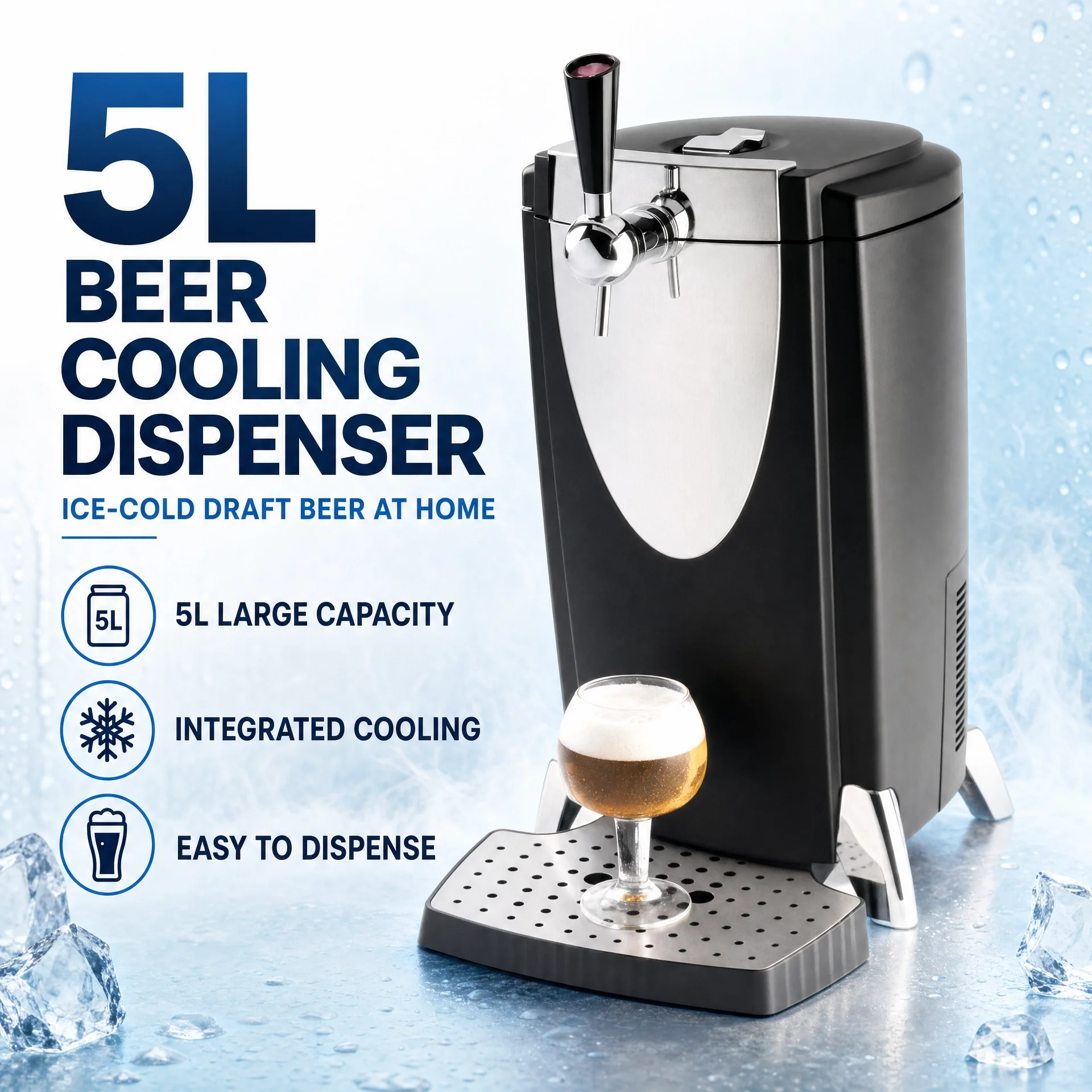 5L Draft Beer Keg Machine, Refrigerated Draft Beer Chiller And For Snow Beer And Standard 5L Universal Kegs