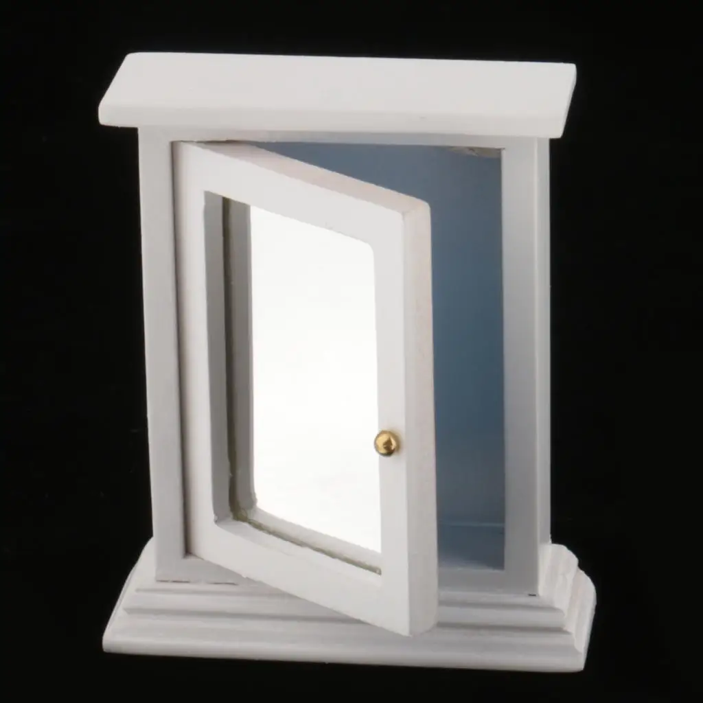 1/12 weiße Spiegelkasten Puppenhaus Miniatur Badezimmermöbel Dekoration