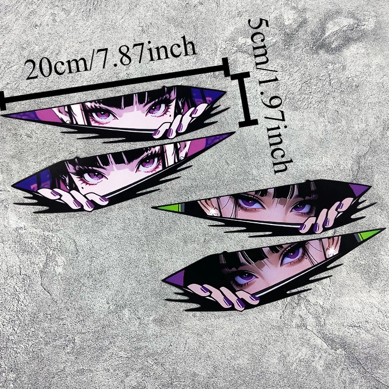 1 زوج أنيمي عيون JDM دراجة نارية ملصقات مقاوم للماء دراجة نارية الجبهة هدية لوحات جانبية خزان الوقود سكوتر العالمي شارات الفينيل