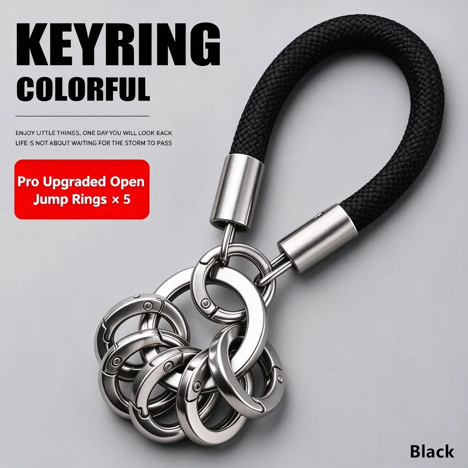 Premium-feel Titanium-colored Alloy Keychain with Multi-ring Pendants—a Handy Tool for Organizing Keys; Features a Detachable Ch