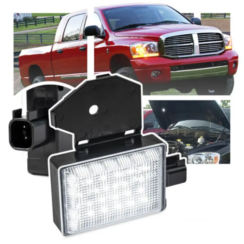 For Jeep Cherokee Wrangler Dodge RAM 1500 2500 3500 4500 5500 Chrysler Car LED Under Hood Lights Engine Lamps White 12V 6000k