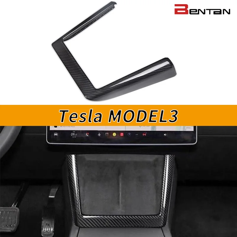 

Suitable for Tesla new Model 3 center console side frame, real carbon fiber, wireless charging screen frame cover 3 Highland