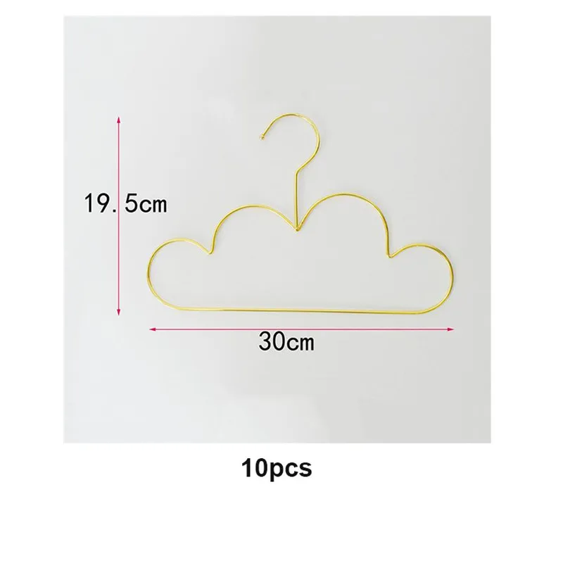 10pcs /set Clothes Hanger for Baby Kid Gold Non Slip Metal Space Saving Cloud Shape Hanger Clothes Closet Storage Organizer Rack