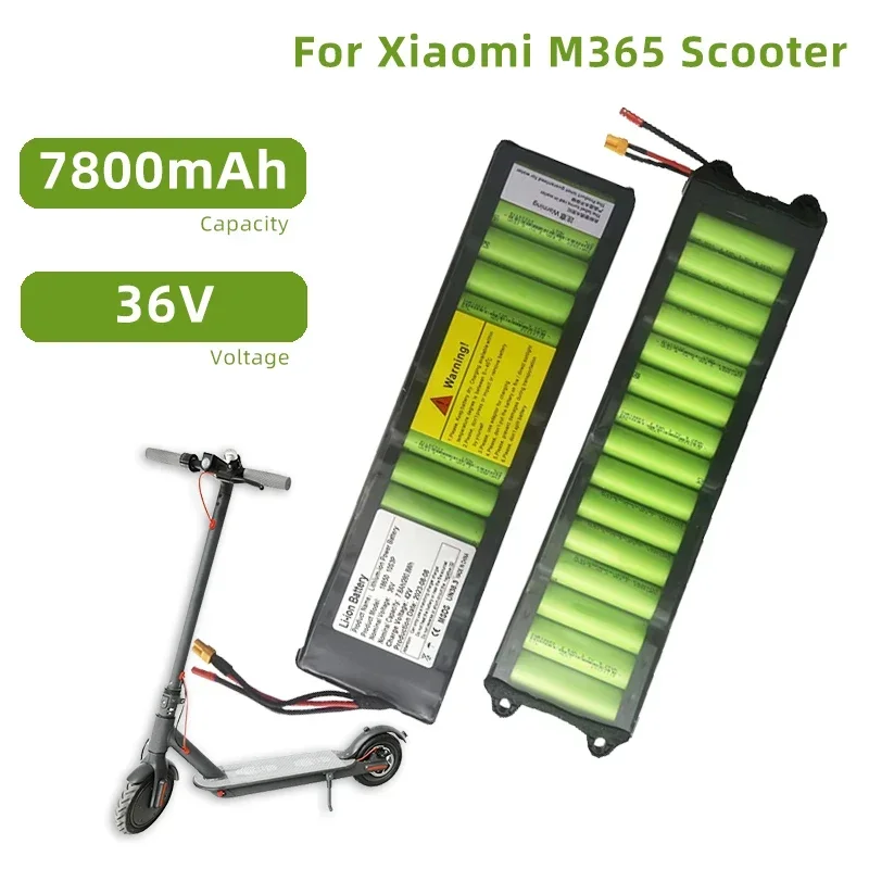 7800mAh 36V para patinete eléctrico Xiaomi M365, paquete de batería 18650, protección BMS integrada, baterías para bicicleta eléctrica XT30 JST